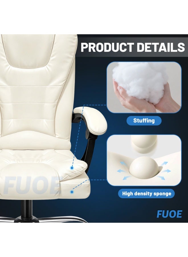 rayze Executive Ergonomic Cloud Office Chair Cat-Scratch-Resistant Leather Reclining Desk Computer Swivel Silent Wheel Adjustable Height High-Back Big Gaming Chair with Two Points Massage - Image 4