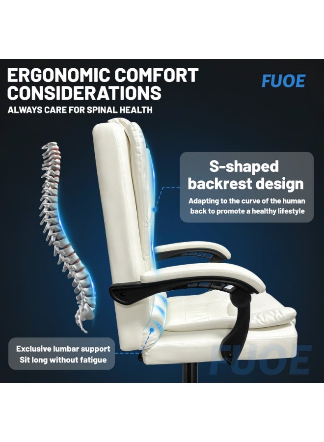 rayze Executive Ergonomic Cloud Office Chair Cat-Scratch-Resistant Leather Reclining Desk Computer Swivel Silent Wheel Adjustable Height High-Back Big Gaming Chair with Two Points Massage - Image 3