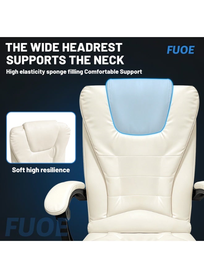 rayze Executive Ergonomic Cloud Office Chair Cat-Scratch-Resistant Leather Reclining Desk Computer Swivel Silent Wheel Adjustable Height High-Back Big Gaming Chair with Two Points Massage - Image 5