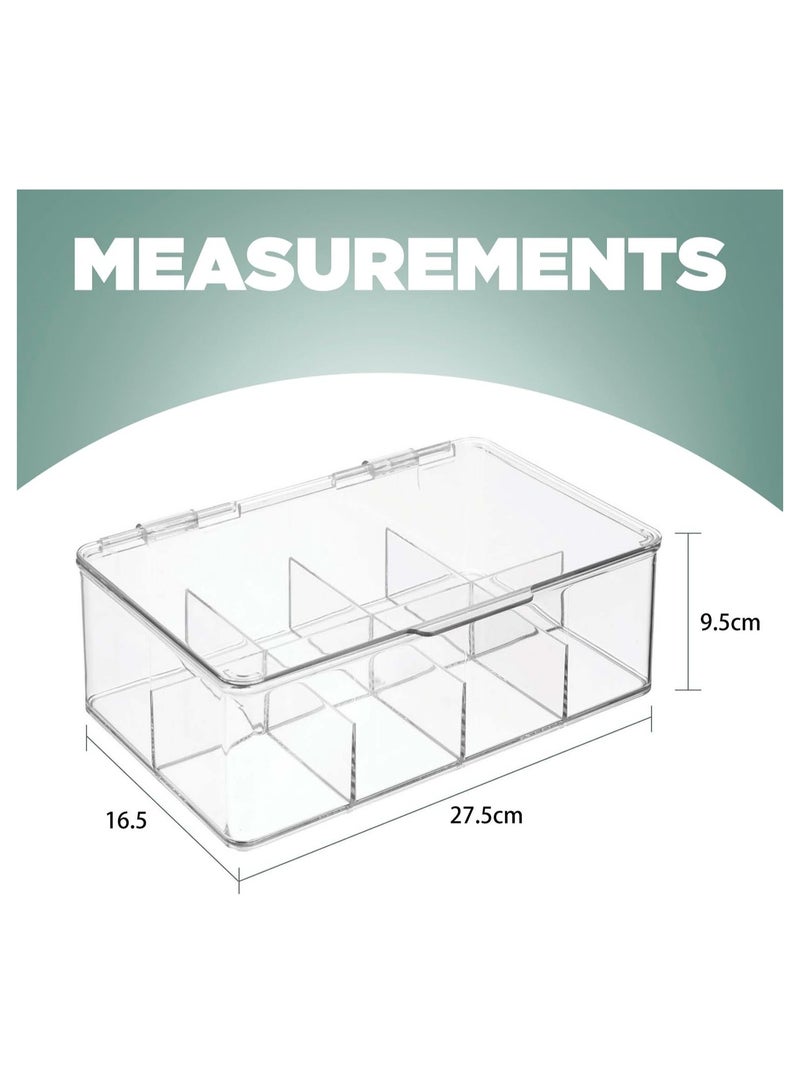 GuRiver Tea Bag Organizer - Stackable Tea Bag Storage Organizer with Lid - Tea bag holder For Kitchen Organizers and Storage, Multi-Functional Kitchen Organizer, Home organizer (Clear) - Image 2