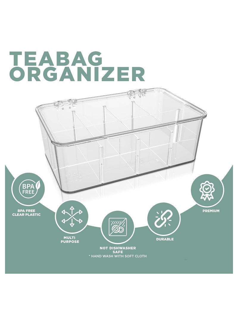 GuRiver Tea Bag Organizer - Stackable Tea Bag Storage Organizer with Lid - Tea bag holder For Kitchen Organizers and Storage, Multi-Functional Kitchen Organizer, Home organizer (Clear) - Image 4
