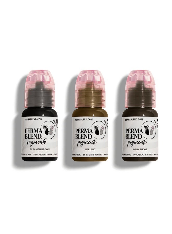 Perma Blend Eyebrow Pigment Mini Set – Perma Blend Cool Eyebrow Mini Set 3x15ml | Professional SPMU Brow Tattoo Ink Trial Collection for Microblading & Ombre Brows | Vegan, High Retention | SKU: PBMSECS - Image 1