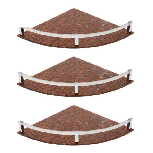 STIMULUS Acrylic Corner Shelf for Bathroom, Kitchen, Office, Bedroom, Hotel | Space-Saving Storage | Brown | Pack of 3 (9x9 Inch) - Image 1