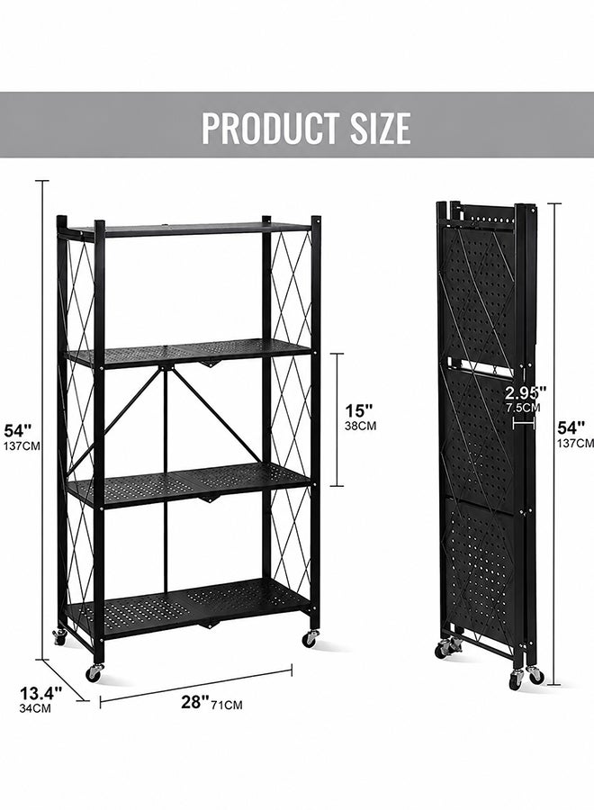 Toshionics 4-Tire Foldable Multi-Purpose Storage Rack White 72x38x126cm - Image 2
