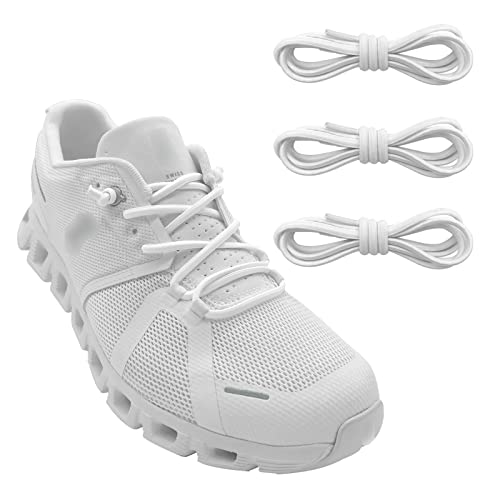NDTEZUGT 3 Pairs Elastic Shoe Laces Replacement Laces for Running Shoes,Stretch Oval Strings Replacement Shoestrings for Sneakers,No Tie Shoelaces for Kids and Adults (3 Pairs White) - Image 1