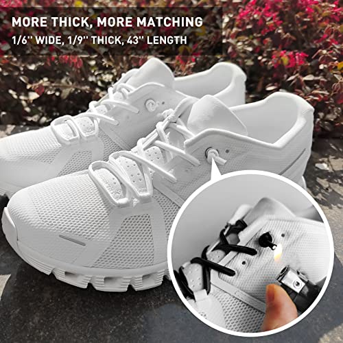 NDTEZUGT 3 Pairs Elastic Shoe Laces Replacement Laces for Running Shoes,Stretch Oval Strings Replacement Shoestrings for Sneakers,No Tie Shoelaces for Kids and Adults (3 Pairs White) - Image 3