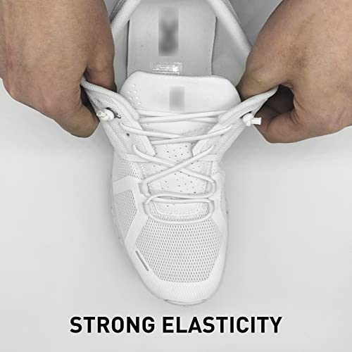 NDTEZUGT 3 Pairs Elastic Shoe Laces Replacement Laces for Running Shoes,Stretch Oval Strings Replacement Shoestrings for Sneakers,No Tie Shoelaces for Kids and Adults (3 Pairs White) - Image 2