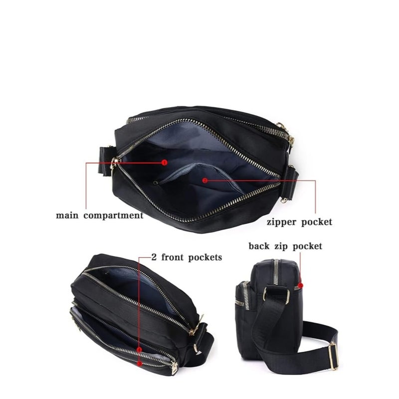 SOLARAE Women Nylon Crossbody Bag Waterproof Multi Pockets Shoulder Handbags Small Lightweight Travel Purse Adjustable Strap - Image 5