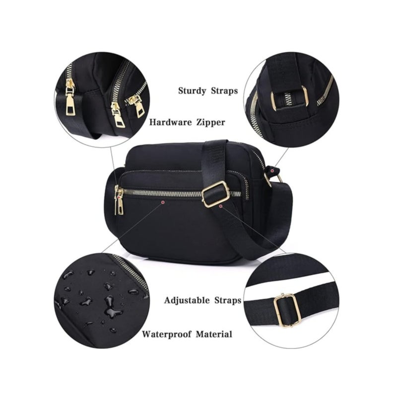SOLARAE Women Nylon Crossbody Bag Waterproof Multi Pockets Shoulder Handbags Small Lightweight Travel Purse Adjustable Strap - Image 4