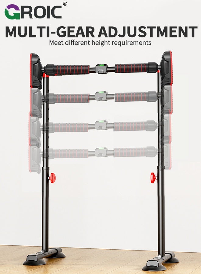 GROIC "Pull Up Bar, No-Drill Pull Up Bar with Gymnastic Rings, 96-135cm Adjustable Floor-to-Ceiling Chin Up Bar, Heavy-Duty Indoor Home Gym Equipment for Kids & Adults, Home Fitness Equipment, Chin Up Bar " - Image 2