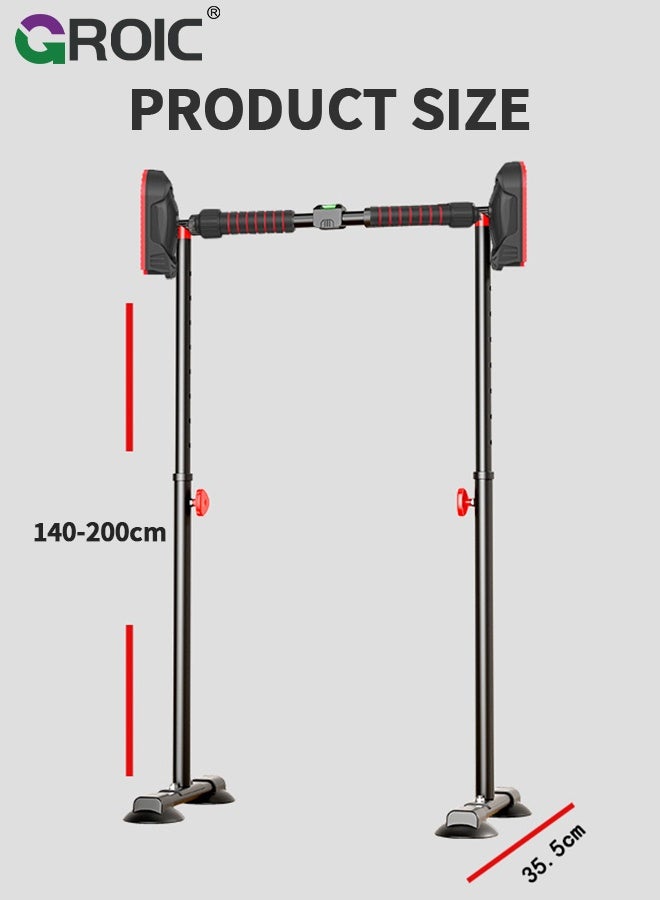 GROIC "Pull Up Bar, No-Drill Pull Up Bar with Gymnastic Rings, 96-135cm Adjustable Floor-to-Ceiling Chin Up Bar, Heavy-Duty Indoor Home Gym Equipment for Kids & Adults, Home Fitness Equipment, Chin Up Bar " - Image 3