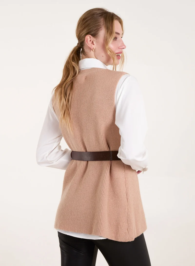 بلو فانيلا بلوزة فيست محبوكة مضلعة