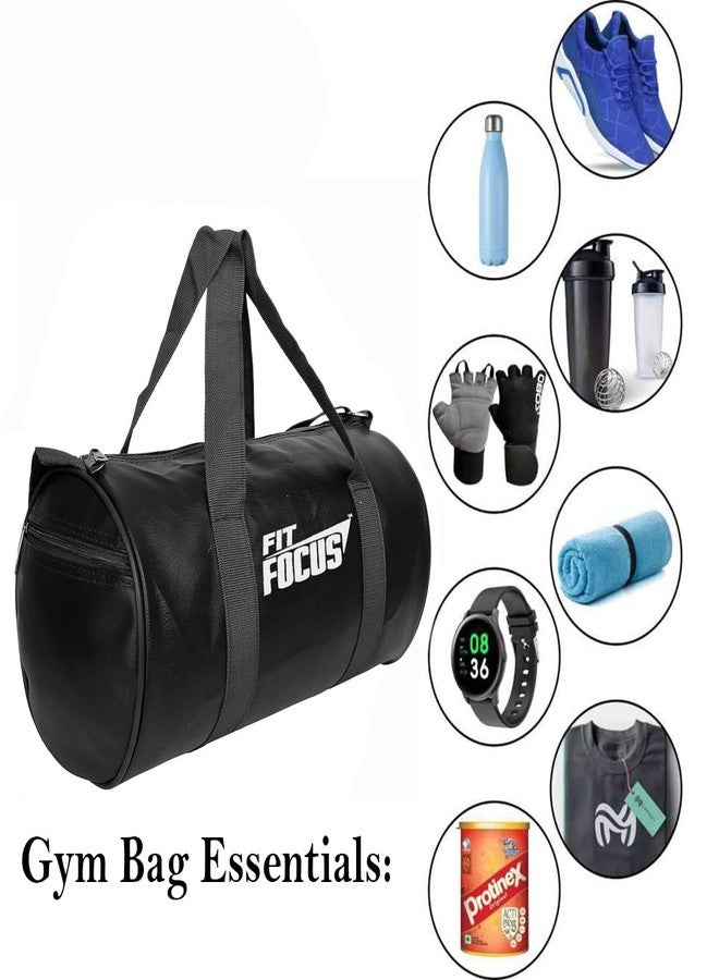 FIT FOCUS Gym Combo for Bag with Workhard Shaker Bottle & Gym Bag and Wrist Band|| Shaker Bottle 500 ml ||Shoulder Gym Bags| Wrist Support Gym Men and Women (Pack of 3) (Black) - Image 2