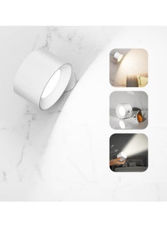 Milatech LED Wall Light, Wall Mount Light with Rechargeable Battery Powered 3 Color Temperatures and 3 Brightness Levels 360° Rotating Magnetic Ball, Cordless Wall Light for Bedside Reading - White  - Image 1