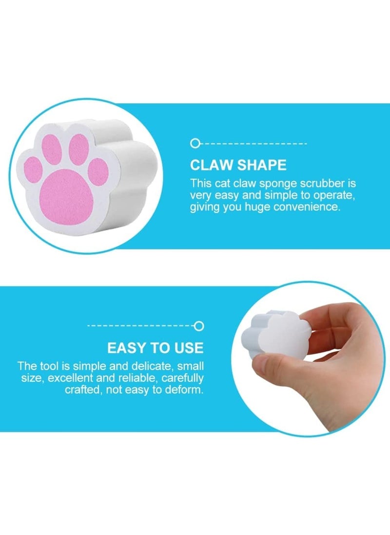 Leeonz Leeonz Mini Cat Claw Shape Cleaning Sponge, Multifuncional Hard Sponge Brush Self-Adhesive Cleaner for Bathroom Mirror Window (1PCS)  - Image 3