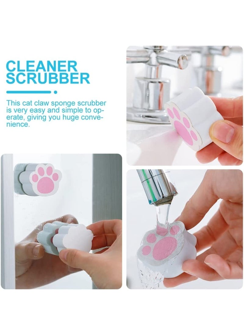 Leeonz Leeonz Mini Cat Claw Shape Cleaning Sponge, Multifuncional Hard Sponge Brush Self-Adhesive Cleaner for Bathroom Mirror Window (1PCS)  - Image 2