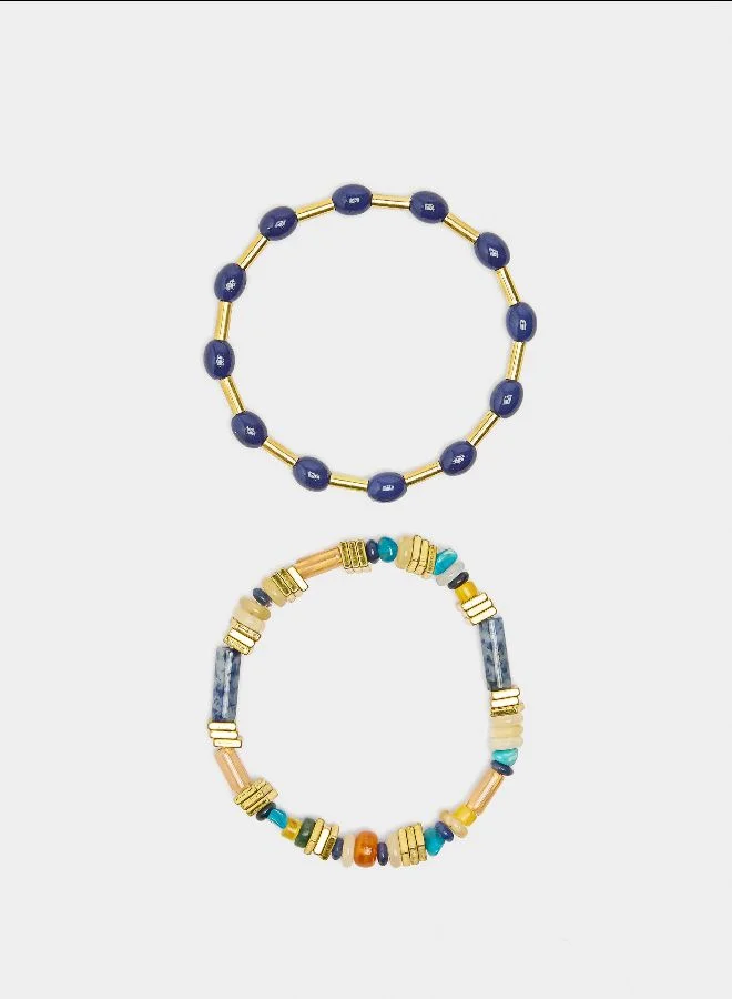 PARFOIS Set Of Elastic Bracelets With Stones