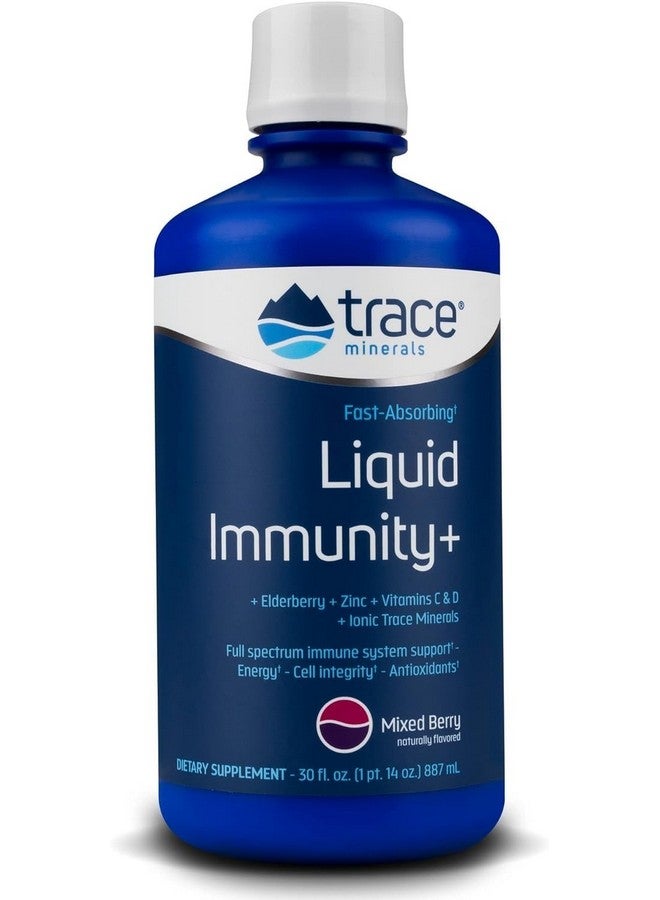 تراس مينيرالز Trace Minerals Immunity Plus - مكمل سائل يومي لدعم مضادات الأكسدة - مكمل لدعم المناعة مع التوت البري والزنك - تركيبة معدنية أيونية - مزيج من التوت، 30 أونصة سائلة (30 وجبة) - Image 1