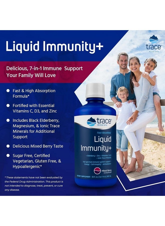 تراس مينيرالز Trace Minerals Immunity Plus - مكمل سائل يومي لدعم مضادات الأكسدة - مكمل لدعم المناعة مع التوت البري والزنك - تركيبة معدنية أيونية - مزيج من التوت، 30 أونصة سائلة (30 وجبة) - Image 2