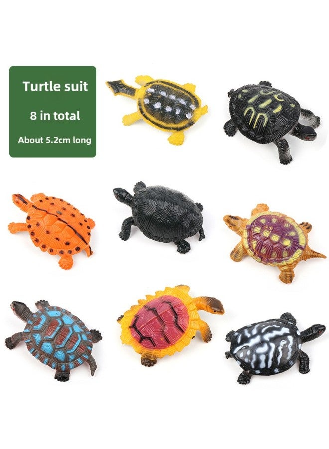 Marine Dinosaur Farm Insect Forest Simulation Small Animal Model Children's Toys Early Education Cognitive Suit Wholesale-Colour:8 Small Turtle Sets - Image 1