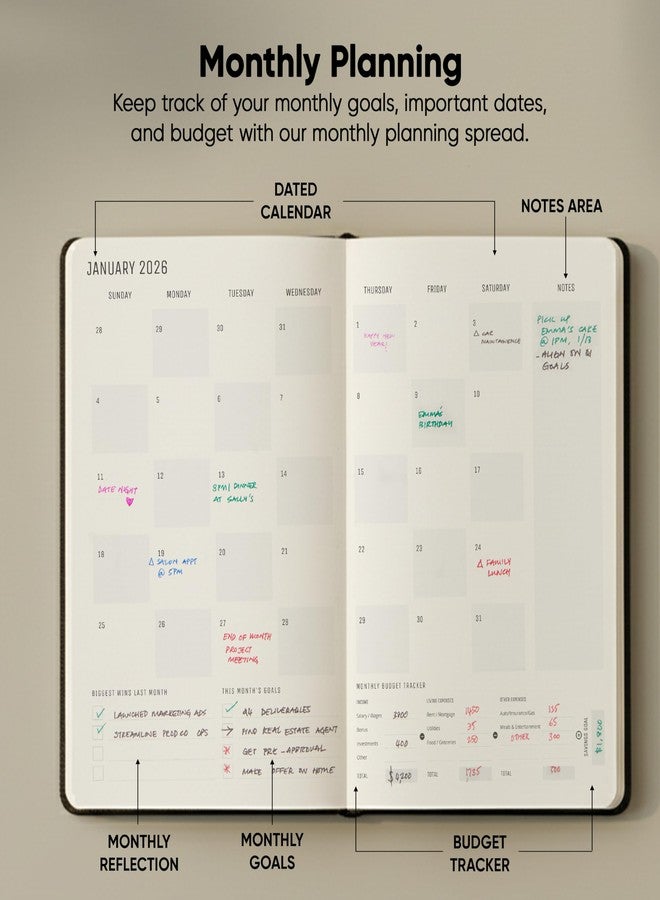 PRODUCTIVITY STORE Dated, 2026 Planner, 5.8” x 8.3” - The #1 Productivity Planner to Achieve Your 2026 Goals - Planner 2026-2027 by PRODUCTIVITY STORE (A5, BLACK) - Image 5