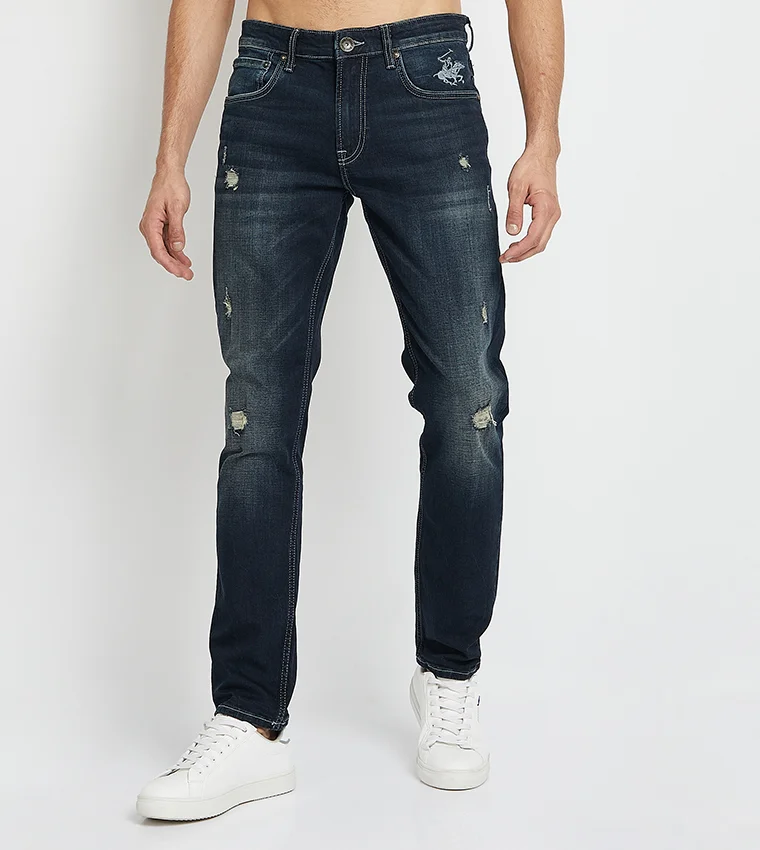 BEVERLY HILLS POLO CLUB Beverly Hills Polo Club Slim Fit Distressed Mid-Rise Jeans