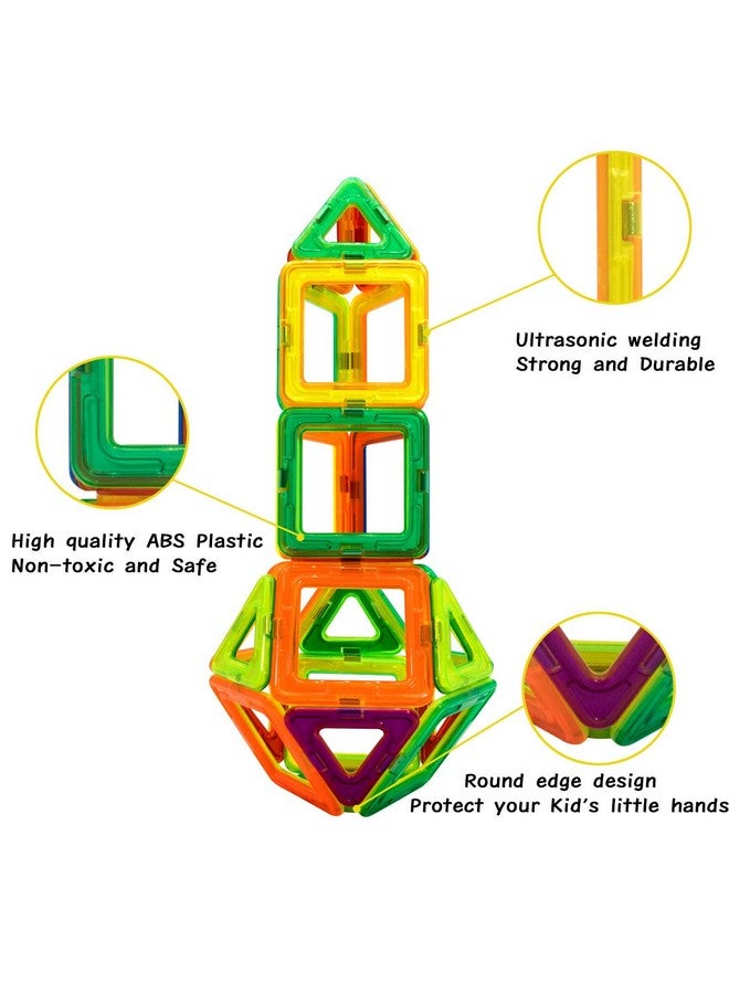 Trinkets & More Trinkets & More-3D Premium Magnetic Magna Blocks (68 Pieces) Toys Building Tiles Stacking Set Magical Construction Game Puzzle Stem With Storage Box.,Multi  - Image 4