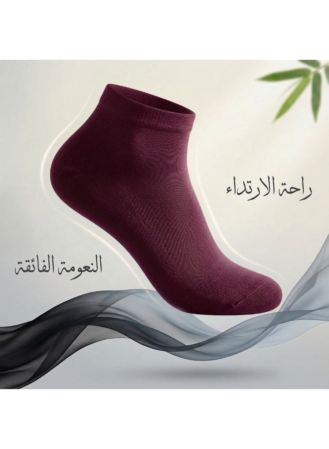 Dodoliza Women Premium Classic Bamboo Socks with Nano Silver Technology Anti Bacterial Ankle Length Dark Purple 5 Pairs - Image 4