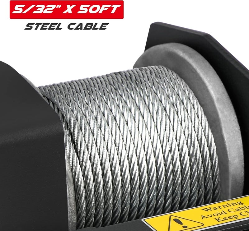 XPV AUTO 2500lbs Electric Winch with Wired Remote Control and Mounting Plate - Image 3