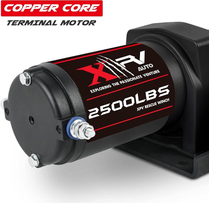 XPV AUTO 2500lbs Electric Winch with Wired Remote Control and Mounting Plate - Image 2