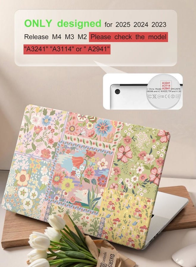 iCasso Compatible with MacBook Air 15 inch Case 2025 2024 2023 Release M4 A3241 M3 A3114 M2 A2941, Slim Anti-Scratch Protective Plastic Hard Shell Case+Keyboard Cover for Mac Air 15,Pink Floral - Image 2