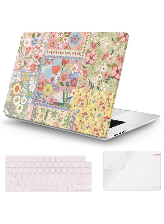iCasso Compatible with MacBook Air 15 inch Case 2025 2024 2023 Release M4 A3241 M3 A3114 M2 A2941, Slim Anti-Scratch Protective Plastic Hard Shell Case+Keyboard Cover for Mac Air 15,Pink Floral - Image 1