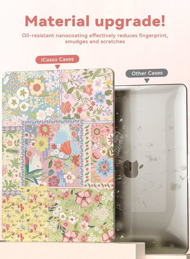 iCasso Compatible with MacBook Air 15 inch Case 2025 2024 2023 Release M4 A3241 M3 A3114 M2 A2941, Slim Anti-Scratch Protective Plastic Hard Shell Case+Keyboard Cover for Mac Air 15,Pink Floral - Image 4
