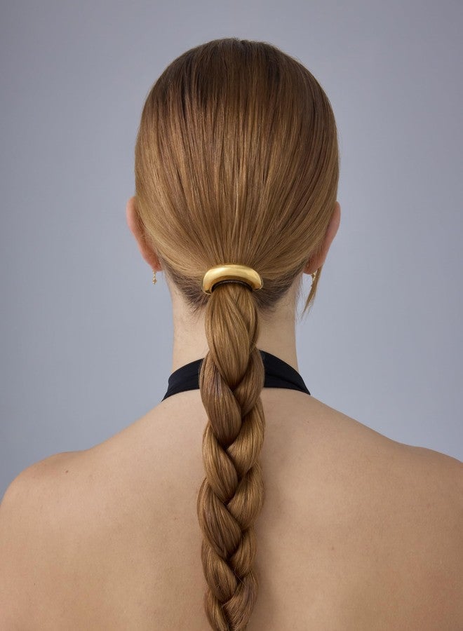 PAVOI 14K Yellow Gold Plated Arch Waterproof Chunky Metal Hair Band Ponytail Holders for Women - Stainless Steel Statement Cuff Fashion Accessories - Stretchy Gold Hair Ties - Image 5