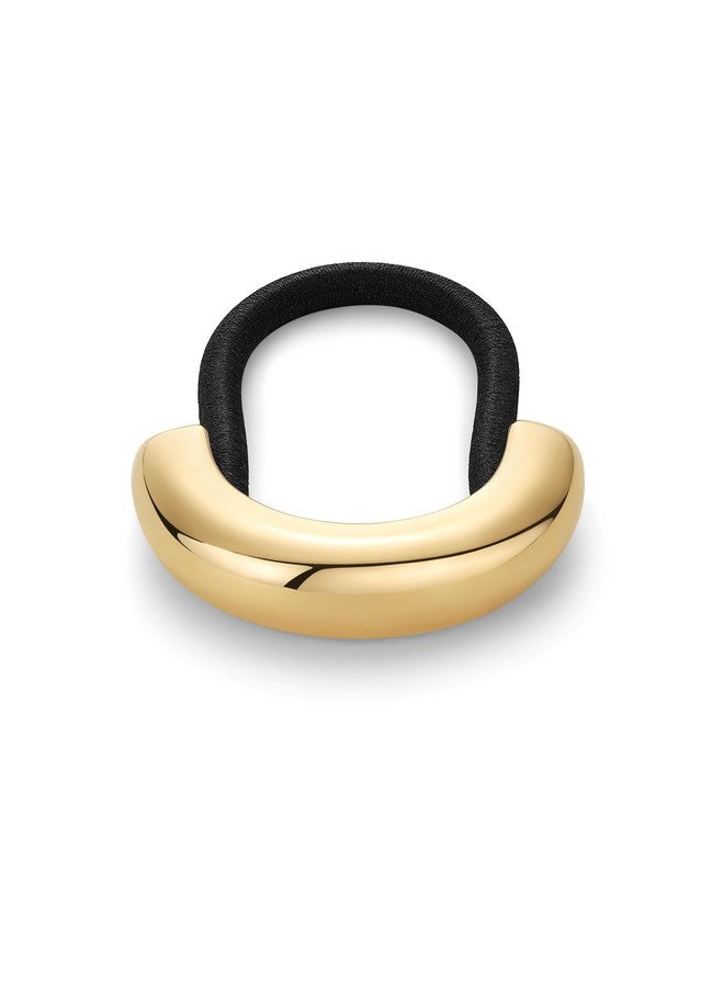 PAVOI 14K Yellow Gold Plated Arch Waterproof Chunky Metal Hair Band Ponytail Holders for Women - Stainless Steel Statement Cuff Fashion Accessories - Stretchy Gold Hair Ties - Image 4