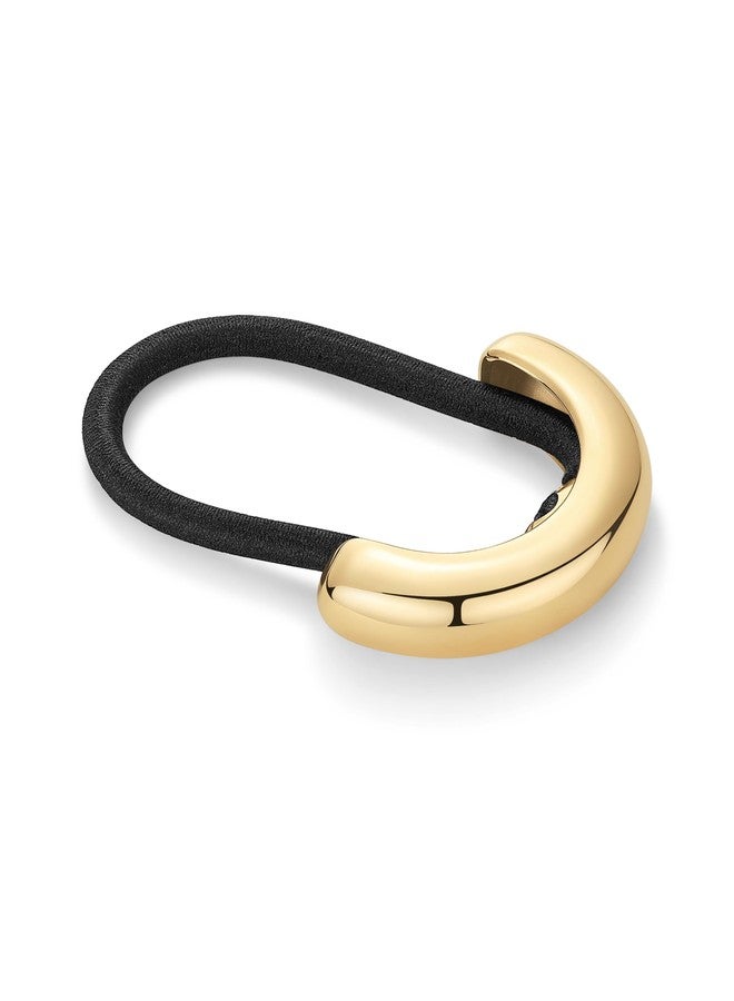 PAVOI 14K Yellow Gold Plated Arch Waterproof Chunky Metal Hair Band Ponytail Holders for Women - Stainless Steel Statement Cuff Fashion Accessories - Stretchy Gold Hair Ties - Image 1
