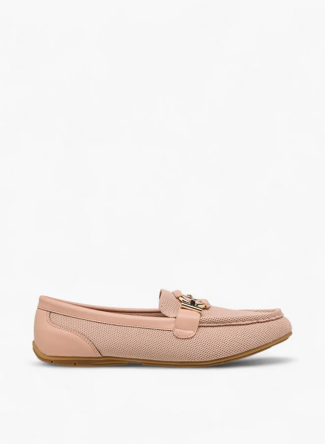 Le Confort Women Textured Slip-On Comfort Loafers with Metal Trim