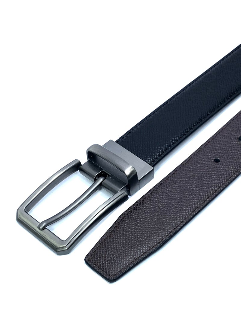 FOCUS Focus Faux Leather Reversible Belt for Men Stylish Formal Belt with Adjustable Buckle – Black & Brown Men's Belt for Formal Wear, Trouser Belt, Gifts for Men  - Image 2