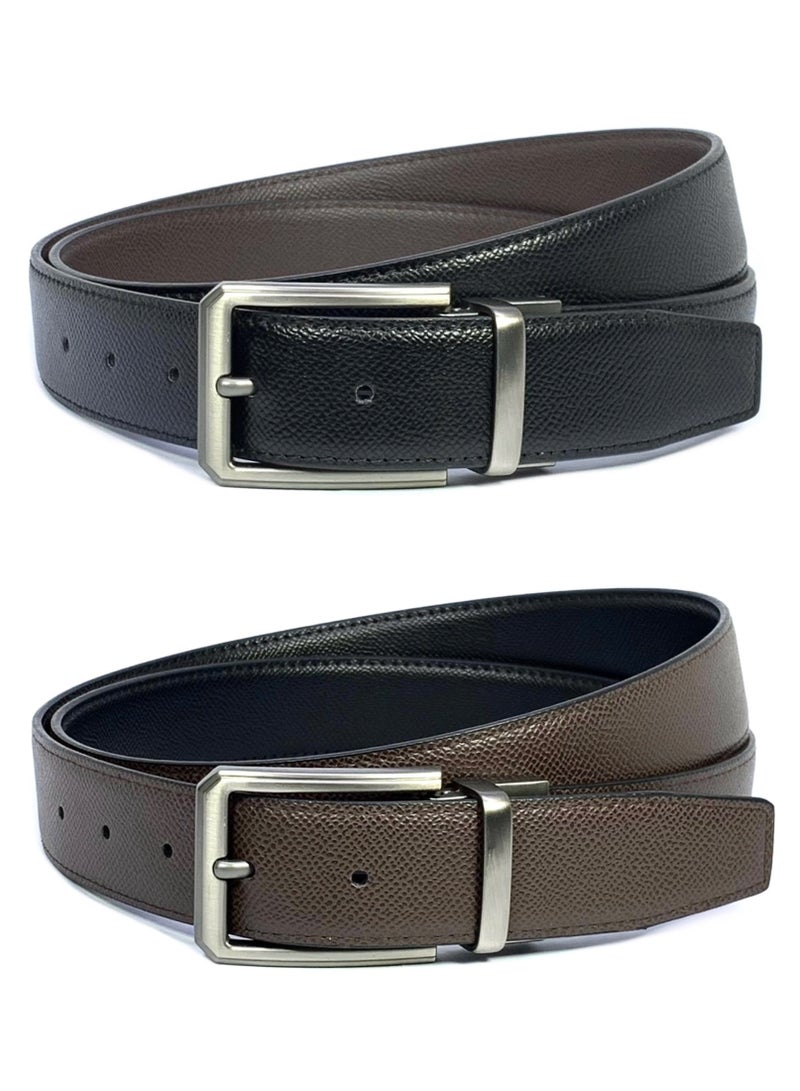 FOCUS Focus Faux Leather Reversible Belt for Men Stylish Formal Belt with Adjustable Buckle – Black & Brown Men's Belt for Formal Wear, Trouser Belt, Gifts for Men  - Image 1