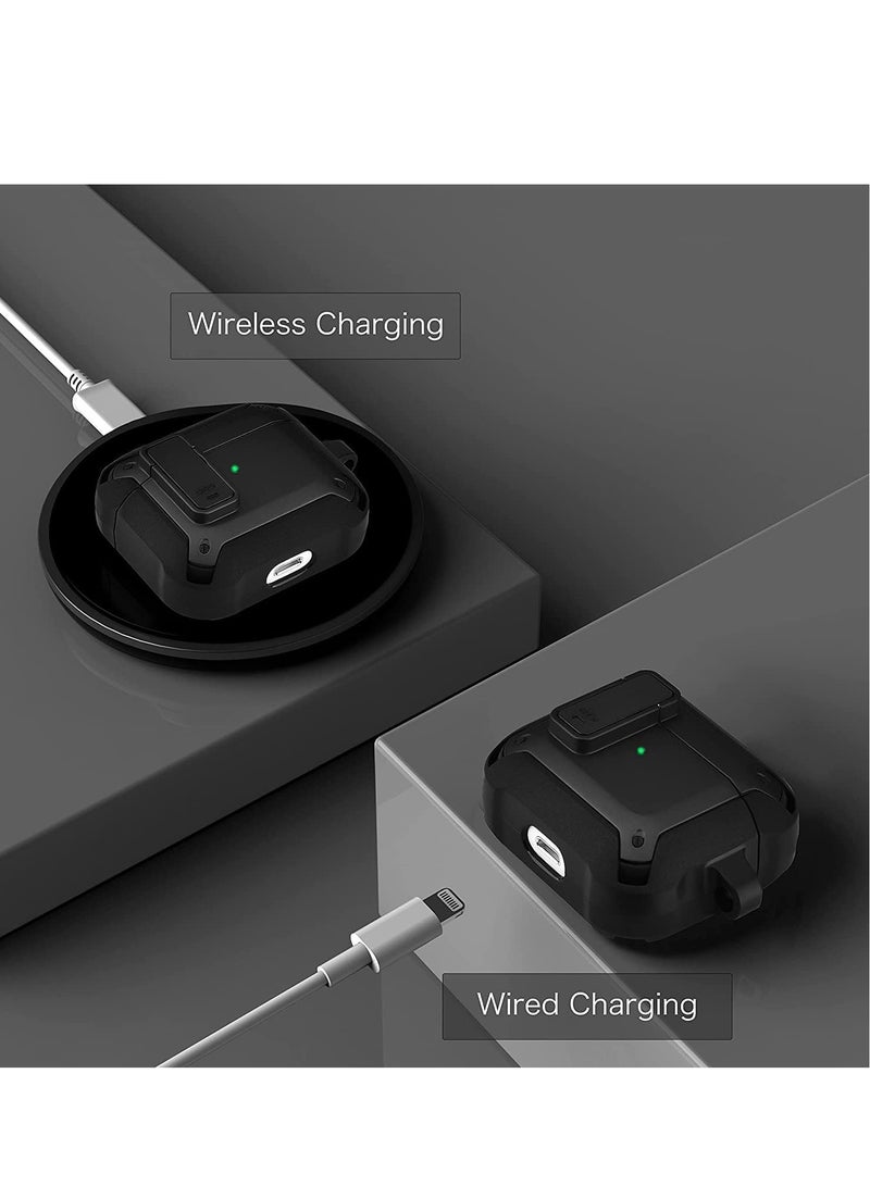 ELTRAZONE Airpods 3 Case with Lock and Keychain,Full-Body Rugged Military Grade Protective Cover for ipod 3rd Gen(2021),Shock Absorption Corner Design,Durable Armor Case,Black - Image 4