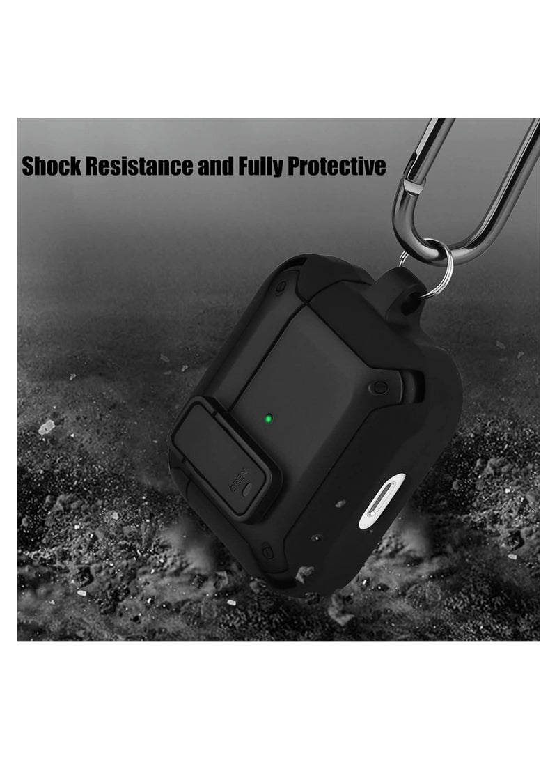 ELTRAZONE Airpods 3 Case with Lock and Keychain,Full-Body Rugged Military Grade Protective Cover for ipod 3rd Gen(2021),Shock Absorption Corner Design,Durable Armor Case,Black - Image 3