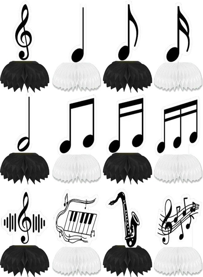 كوبا بلاي 12 قطعة من زينة طاولة على شكل خلية نحل بنوتات موسيقية، مثالية لتزيين حفلات الموسيقى، بتصميمات مستوحاة من النوتات الموسيقية الكلاسيكية، وهدايا تذكارية لحفلات أعياد الميلاد وحفلات استقبال المولود الجديد. - Image 2