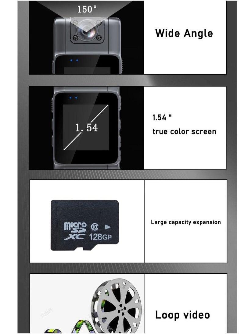 GULFLINK - FULL HD Camera 1080P Body Camera Infrared Night Vision Full HD Mini Camera 130 Wide Angle Lens 180 Adjustable for Law Enforcement Security - Image 1
