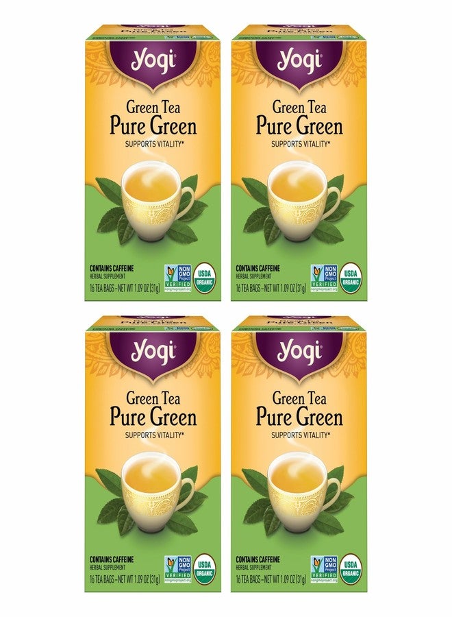 Yogi Tea Pure Green Tea - 16 Bags per Pack (4 Packs) - Organic - Supports Overall Health & Provides Antioxidants - Image 1