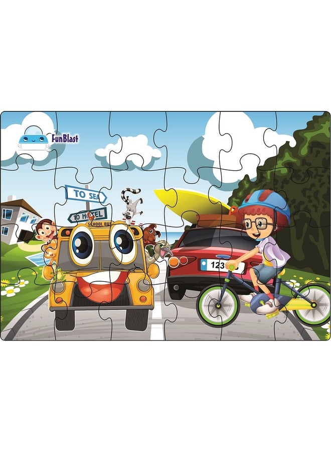 FunBlast Road Transport Jigsaw Puzzle for Kids - 24 Pcs Jigsaw Puzzle for Kids, Boys, Girls (Multicolor) - Image 1