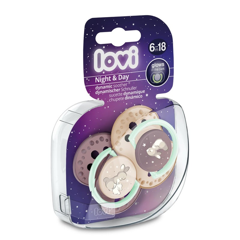LOVI Silicone Dynamic Soother 6-18m 2 pcs Night&Day Girl