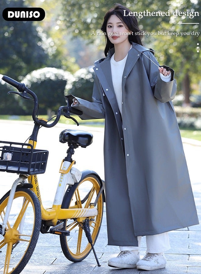 DUNISO Rain Coat, Reusable Portable Outdoor Rainwear, Grey EVA Lightweight Rain Coat, Rain Ponchos for with Drawstring Waterproof, Rain Coat for Hiking Cycling Camping Travel - Image 5