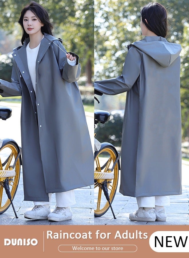 DUNISO Rain Coat, Reusable Portable Outdoor Rainwear, Grey EVA Lightweight Rain Coat, Rain Ponchos for with Drawstring Waterproof, Rain Coat for Hiking Cycling Camping Travel - Image 1