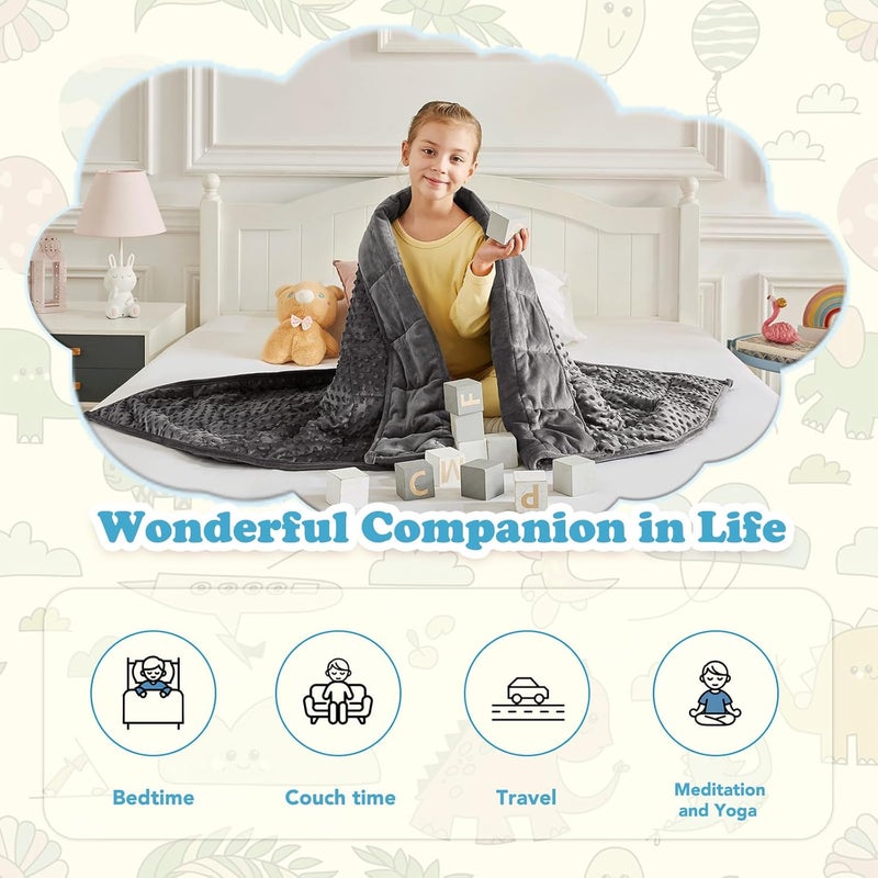 CuteKing Weighted Blanket - Weighted Blanket with Premium Glass Beads - Heavy Blanket Crystal Velvet for Comfort Sleep - Thick Blanket All Season (3lbs, 20"x30", Grey Bubble) - Image 4