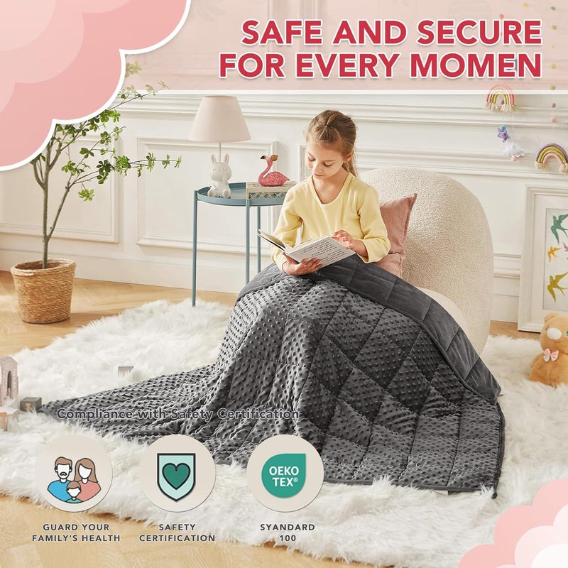 CuteKing Weighted Blanket - Weighted Blanket with Premium Glass Beads - Heavy Blanket Crystal Velvet for Comfort Sleep - Thick Blanket All Season (3lbs, 20"x30", Grey Bubble) - Image 2